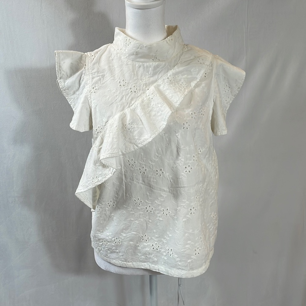 McGuire Sorbonne Top Size M Ruffle Flutter Sleeve Spring Summer